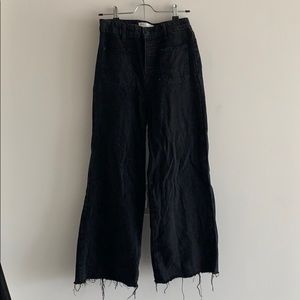 Zara high rise flared pants with frayed ends
